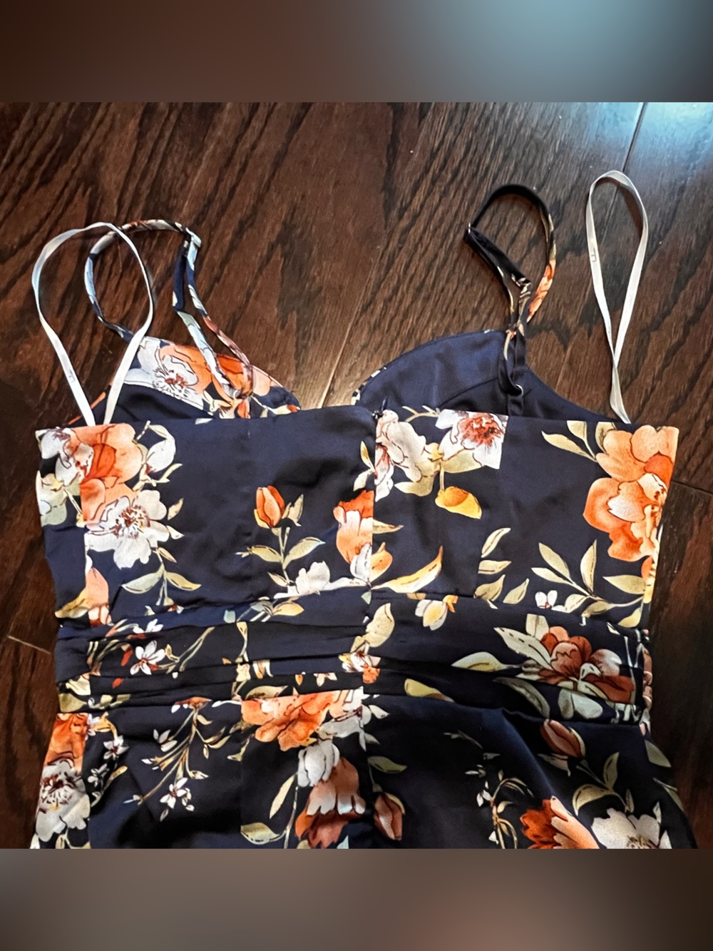 Lulu’s My Favorite Day Navy Blue Floral Print Tulip Skirt Midi Dress Size S - Picture 6 of 8